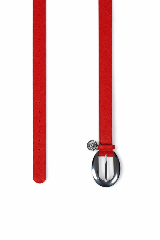 Red - 099 Embossed Leather Belt